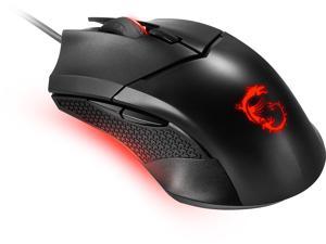 MSI Clutch GM08 Gaming Mouse 4200 DPI Optical Sensor 3 Adjustable Weights Red LED Lighting Symmetrical Design