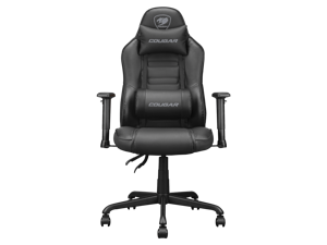 COUGAR Fusion S Black Medium Size Gaming Chair with Builtin 3D Curved Lumbar Support PVC Faux Leather