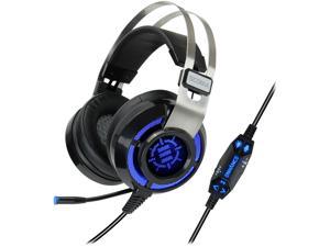 ENHANCE SCORIA USB PC Gaming Headset with 7.1 Surround Sound, Bass Vibration, Adjustable LED Lighting, Volume Control and Retractable Microphone - TeamSpeak Certified