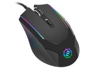 ENHANCE Voltaic Gaming Mouse 3500 dpi with Color-Changing LED Lights, High-Performance Optical Sensor, Ergonomic 6 Button Design and Braided Cord