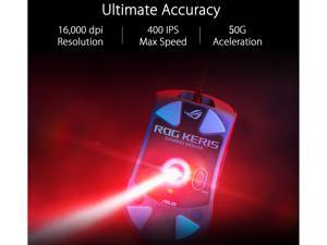 ASUS ROG Keris 90MP01R0-B0UA00 Black 6 Buttons 1 x Wheel USB 2.0 Wired PMW 3389 Gaming Mouse ASUS ROG Keris 90MP01R0-B0UA00 Black 6 Buttons 1 x Wheel USB 2.0 Wired PMW 3389 Gaming Mouse