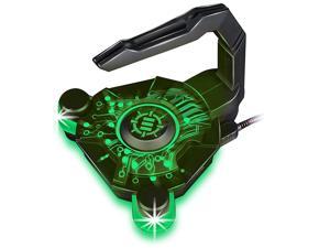 ENHANCE Gaming Mouse Bungee Cord Holder - GX-B1 Active 4-Port USB Hub with Green LED Lighting - Boost Gaming Accuracy By Eliminating Cable Drag - for Dota 2, League of Legends and More