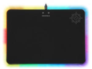 ENHANCE Large LED Gaming Mouse Pad with Fabric Surface - Hard Mouse Mat with 7 RGB Colors and 2 Lighting Effects, Brightness Controls, and Precision Tracking for eSports - Black Fabric