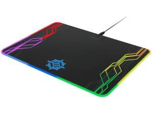 ENHANCE LED Gaming Mouse Pad Hard Large Surface - 7 RGB Light Up Modes, Lighting Brightness Controls with Transparent Decals & Edges - Ambient Desktop Lighting & Accurate Tracking