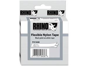 DYMO 18488 Rhino Flexible Nylon Industrial Label Tape Cassette, 1/2in x 11-1/2 ft, White