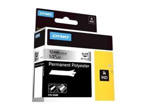 Dymo 18486 Industrial Strength Permanent Polyester Labels 1/2" x 18 ft - Black on Metallic