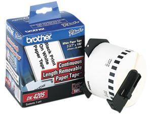 Brother DK4205 Removable Paper Label Tape, 2.4" x 100 ft. Roll, White Brother DK4205 Removable Paper Label Tape, 2.4" x 100 ft. Roll, White