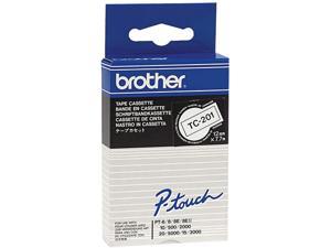 brother TC201 Black on White Glossy   P-Touch Tape 12mm