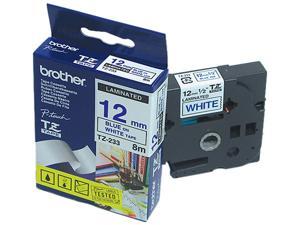 brother TZ233 Blue on White  P-touch TZ Label Tape 12mm x 8m