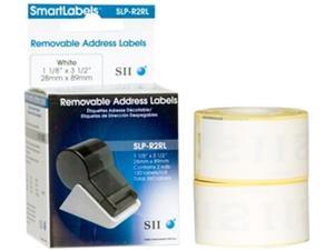 Seiko Removable Adhesive Address Labels f/Label Printers, 1-1/8 x 3-1/2, WE, 260/Box
