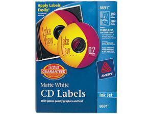 Avery CD Labels, Matte White, 100 Face Labels/200 Spine Labels (8691)