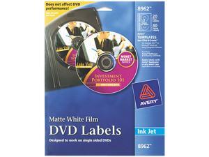 Avery 8962 DVD Label 20 / Pack - Circle - 2/Sheet - Inkjet - White