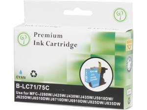 Green Project B-LC75C Ink Cartridge (OEM# Brother LC75C) 600 Page Yield; Cyan