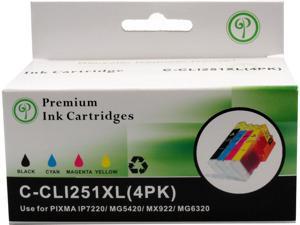 Green Project C-CLI251XL(4PK) Black and Colors Compatible Canon CLI251XL Ink Cartridge 4 Pack