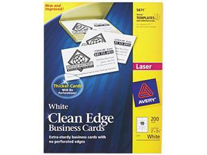 Laser Clean Edge Business Cards  White Matte  10/Sheet (20 Sheets/Pkg)