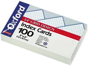 Oxford 02035 Grid Index Cards, 3 x 5, White, 100/Pack Oxford 02035 Grid Index Cards, 3 x 5, White, 100/Pack