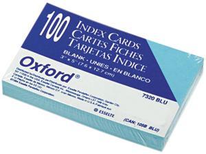 Oxford 7320-BLU Unruled Index Cards, 3 x 5, Blue, 100/Pack