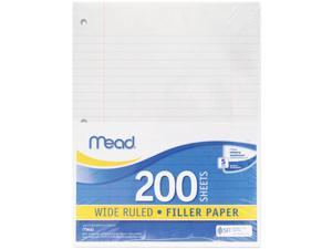 Mead 15200 Filler Paper, 16-lbs., Wide Ruled, 3-hole punched, 10-1/2 x 8, 200 Sheets/Pack