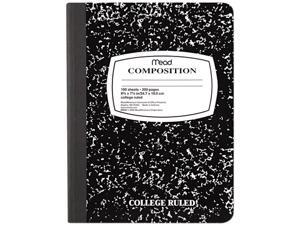 Mead 09910 Black Marble Composition Book, Wide Rule, 9-3/4 x 7-1/2, 100 Sheets
