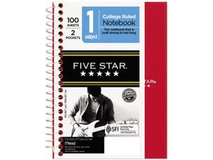 Five Star 45484 Wirebound Notebook, College Rule, 5 x 7, Perforated, Poly Cover, 100 sheets