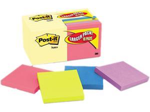 Post-it Notes 654-14-4B Note Bonus Pack Pads, 3 x 3, Canary Yellow/Ast.,100-Sheet 18/Pack