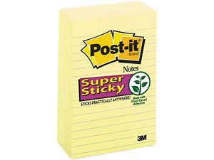Post-it Notes Super Sticky 660-5SSCY Super Sticky Notes, 4 x 6, Lined, Canary Yellow, 5 90-Sheet Pads/Pack