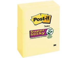 Post-it Notes Super Sticky 655-12SSCY Super Sticky Notes, 3 x 5, Canary Yellow, 12 90-Sheet Pads/Pack