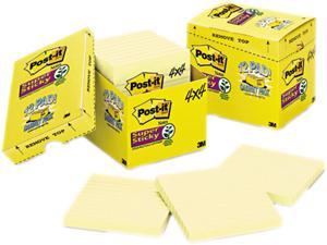 Post-it Notes Super Sticky 675-12SSCP Super Sticky Notes, 4 x 4, Lined, Canary Yellow, 12 90-Sheet Pads/Pack