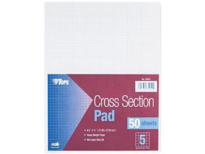 Tops 35051 Section Pads, 5 Squares, Quadrille Rule, Letter, White, 50 Sheets/Pad