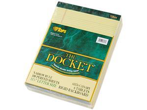 Tops 63376 Double Docket Ruled Pads, Narrow Rule, Ltr, Canary, 6 100-Sheet Pads/Pack Tops 63376 Double Docket Ruled Pads, Narrow Rule, Ltr, Canary, 6 100-Sheet Pads/Pack