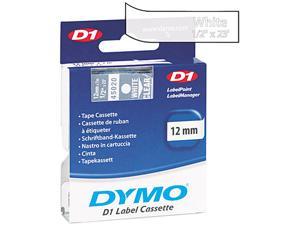 DYMO 45020 D1 Standard Tape Cartridge for Dymo Label Makers, 1/2in x 23ft, White on Clear