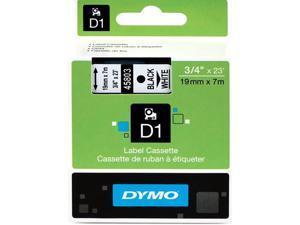 Dymo 45803 Black on White D1 Label Tape 0.75" Width x 23 ft Length - 1 Each - Polyester - Thermal Transfer - White