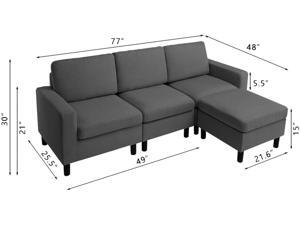 Bossin Convertible Sectional Tiny Sofa Couch for Living Room, Reversible Chaise with Modern Linen Fabric, L-Shaped 3-seat Sofa Couch with Ottoman for Small Space, Apartment,Dorm,Juvenile Bossin Convertible Sectional Tiny Sofa Couch for Living Room, Reversible Chaise with Modern Linen Fabric, L-Shaped 3-seat Sofa Couch with Ottoman for Small Space, Apartment,Dorm,Juvenile