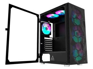 Montech X3 Mesh, 3 x 140mm& 3 x 120mm Fixed RGB Lighting Fans (Pre-Installed) ATX Mid-Tower PC Gaming Case, USB3.0, Door Open Tempered Glass Side Panel, High Airflow, Black