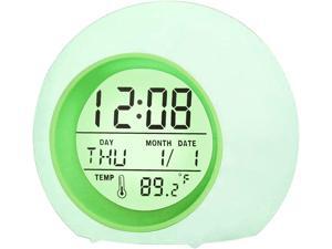 BZ Alarm Clock for Kids, 7 Colors Changing, LED Digital, Round, Battery, Temperature Detect, One Tap Control, Alarm Setting, Snooze, 12/24 H, for Kids, Home (Green) BZ Alarm Clock for Kids, 7 Colors Changing, LED Digital, Round, Battery, Temperature Detect, One Tap Control, Alarm Setting, Snooze, 12/24 H, for Kids, Home (Green)