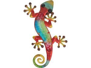 Liffy Metal & Glass Gecko Wall Decor hanging sculpture for patio, porch, room,15.2x7.5x0.6 inch,0.47 lbs Liffy Metal & Glass Gecko Wall Decor hanging sculpture for patio, porch, room,15.2x7.5x0.6 inch,0.47 lbs
