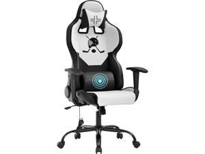 Black Office Chair PC Gaming Chair Ergonomic Desk Chair Executive PU Leather Computer Chair Lumbar Support with Footrest Modern Task Rolling Swivel Racing Chair for Women&Men