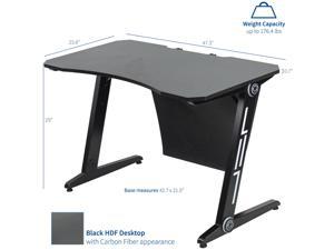 VIVO Black 47" Gaming Desk Table with Z-Shaped Frame | Computer Workstation
