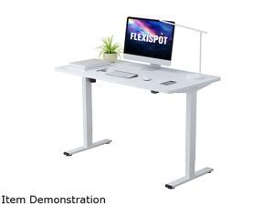 Flexispot Electric Height Adjustable Home Office Desk Standing Desk with Whole-Piece White Desktop 48" x 30" Ergonomic 2-Button Controller Gaming Desk Flexispot Electric Height Adjustable Home Office Desk Standing Desk with Whole-Piece White Desktop 48" x 30" Ergonomic 2-Button Controller Gaming Desk