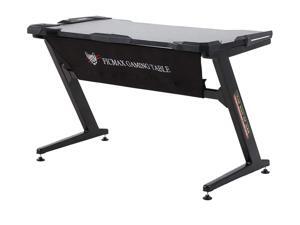 Ficmax Ergonomic Gaming Desk Computer Table Z-Shaped Gaming PC Desk with LED Lights, Durable Gaming Computer Desk for E-Sports Gamer (Black) Ficmax Ergonomic Gaming Desk Computer Table Z-Shaped Gaming PC Desk with LED Lights, Durable Gaming Computer Desk for E-Sports Gamer (Black)