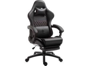 Dowinx Gaming Chair Office Chair PC Chair with Massage Lumbar Support, Racing Style PU Leather High Back Adjustable Swivel Task Chair with Footrest (Black&Red)
