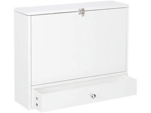 WayHope 2-in-1 Wall-Mounted Floating Table,Foldable Space-Saving Computer Desk Laptop Workstation Home Office Writing Desk Vanity Table with Drawer for Small Spaces (White) WayHope 2-in-1 Wall-Mounted Floating Table,Foldable Space-Saving Computer Desk Laptop Workstation Home Office Writing Desk Vanity Table with Drawer for Small Spaces (White)