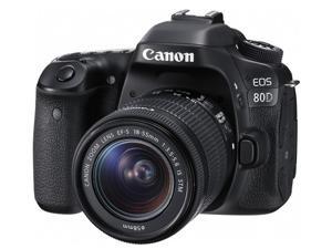 Canon EOS 80D 1263C005 Black Digital SLR Camera with 1855mm IS STM Lens KIT