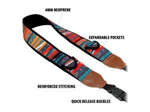 TrueSHOT Camera Strap with Southwest Neoprene Design and Quick Release Buckles by USA Gear - Works With Canon, Fujifilm, Nikon, Sony and More DSLR, Mirrorless, Instant Cameras