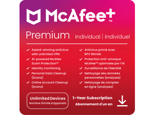 McAfee+ Premium - Individual (Windows/Mac/Android/iOS) - 1 Year Subscriptio...