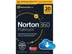 Norton 360 Platinum 2022 for up to 20 Devices, 1 Year with Auto Renewal, Download
