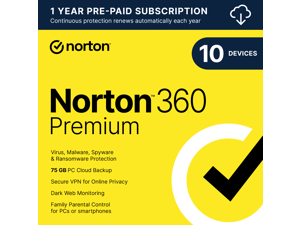 Norton 360 Premium 2024 - 10 Devices - 1 Year with...