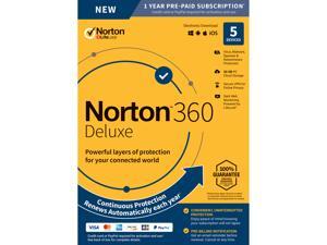 Norton 360 Deluxe Antivirus 5 Devices, VPN, PC Cloud Backup & Dark Web Monitoring (Key Card)