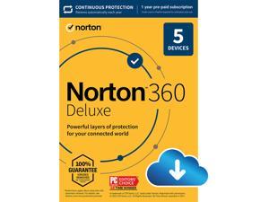 Norton 360 Deluxe 2022 for up to 5 Devices, 1 Year with Auto Renewal, Download