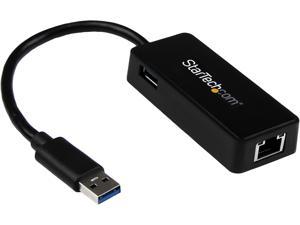 StarTech USB31000SPTB USB 3.0 to Gigabit Ethernet Adapter NIC w/ USB Port - Black